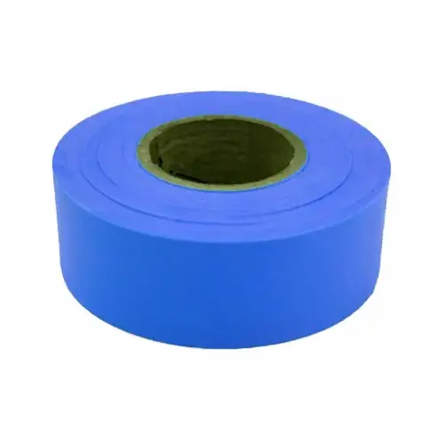 Flagging Tape, 300 ft L, 1-3/16 in W, Blue, Polyethylene