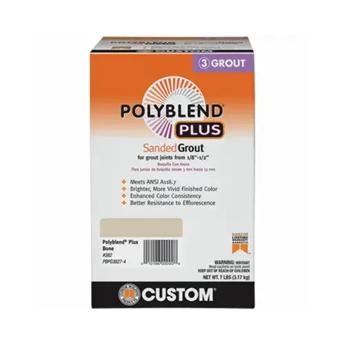 Polyblend Plus Sanded Grout, Solid Powder, Characteristic, Bone, 7 lb Box