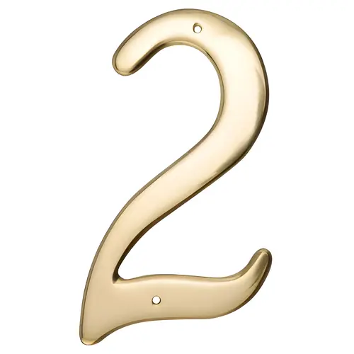 House Address Number 2, Nail-On, Brass, 4 In.