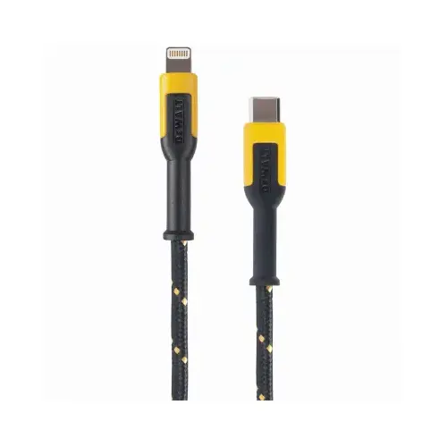 Charger Cable, iOS, USB-C, Kevlar Fiber Sheath, Black/Yellow Sheath, 4 ft L Charger Cable, iOS, USB-C, Kevlar Fiber Sheath, Black/Yellow Sheath, 4 ft L