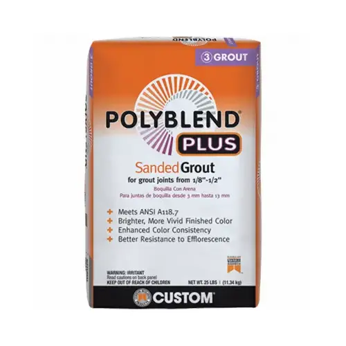 Polyblend Plus Sanded Grout, Powder, Characteristic, Brown/Velvet, 25 lb Bag