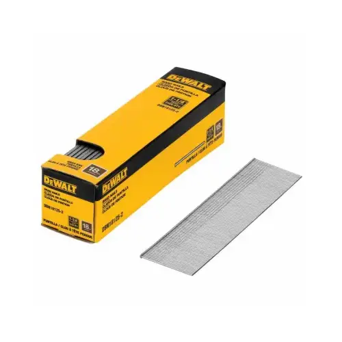 Nail, 1-1/4 in L, 18 Gauge, Metal, Coated, Brad, Flat Head, Smooth Shank - pack of 2500 Nail, 1-1/4 in L, 18 Gauge, Metal, Coated, Brad, Flat Head, Smooth Shank - pack of 2500
