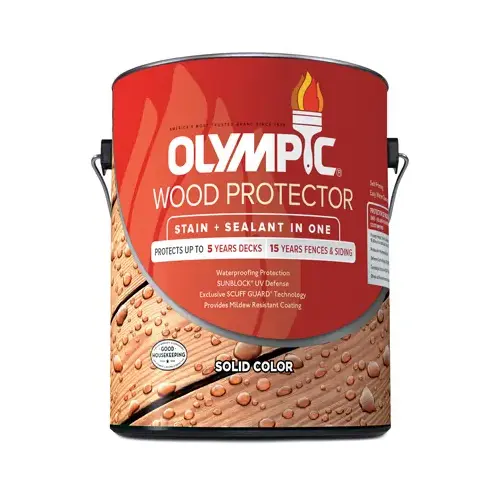 Deck, Fence and Siding Stain Solid Tintable Semi-Gloss White Tint Base Acrylic Latex 1 gal White