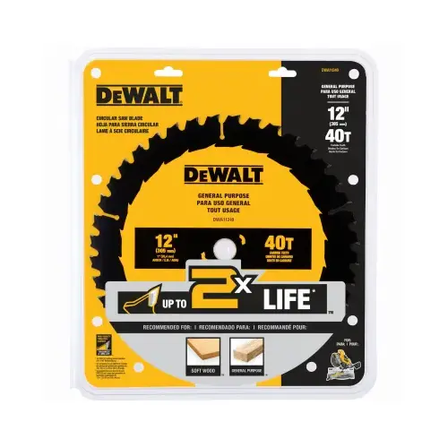 Circular Saw Blade 12" D X 1" Carbide Tipped 40 teeth Circular Saw Blade 12" D X 1" Carbide Tipped 40 teeth