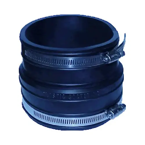 Flexible Coupling, 1-1/2 in, Socket, PVC, Black, 4.3 psi Pressure