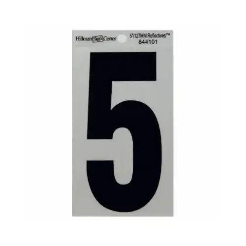 Number 5" Reflective Black Mylar Self-Adhesive 5 - pack of 6 Number 5" Reflective Black Mylar Self-Adhesive 5 - pack of 6