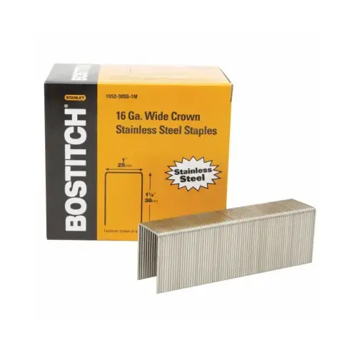 PowerCrown Crown Staple, 7/16 in W Crown, 3/8 in L Leg Gray - pack of 1000