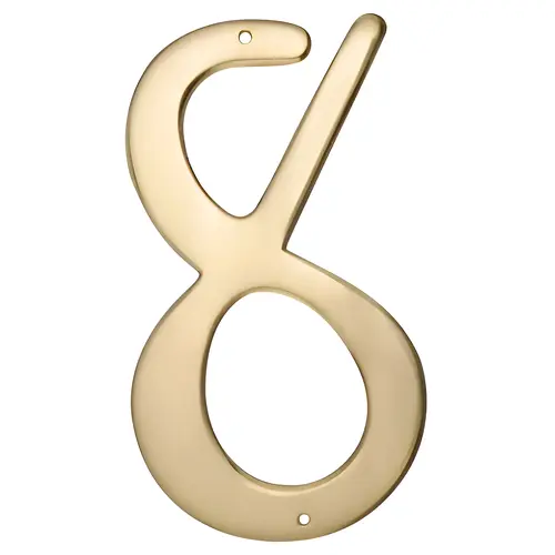 House Address Number 8, Nail-On, Brass, 4 In.