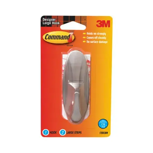 17083-BN Designer Hook, 5 lb, 1-Hook, Metal, Brushed Nickel 17083-BN Designer Hook, 5 lb, 1-Hook, Metal, Brushed Nickel