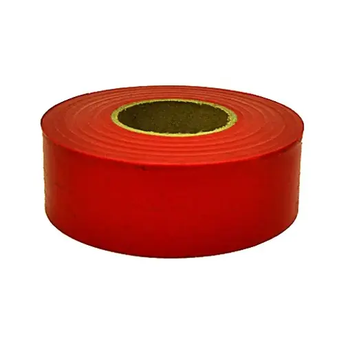 Flagging Tape, 300 ft L, 1-3/16 in W, Red, Polyethylene