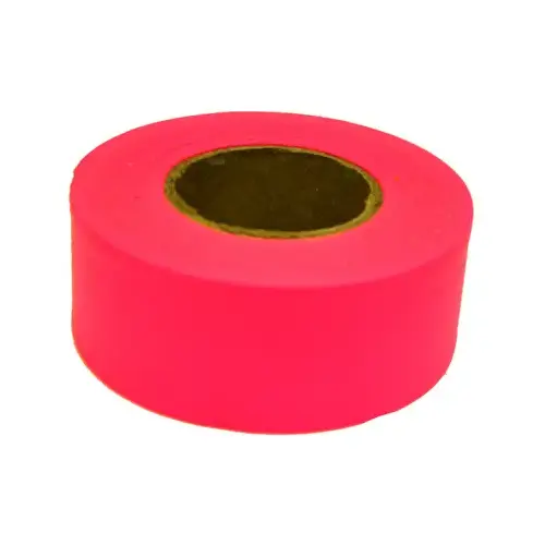 Flagging Tape, 150 ft L, 1-3/16 in W, Fluorescent Pink, PVC Flagging Tape, 150 ft L, 1-3/16 in W, Fluorescent Pink, PVC