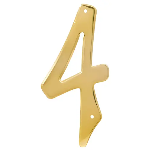 House Address Number 4, Nail-On, Brass, 4 In.