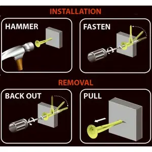 WallClaw Anchors PCK-WC4-YS Wallboard Anchors .25" D X 2" L Plastic/Steel Pan Head Green