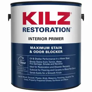 KILZ L200201 Stain and Odor Blocking Primer Restoration White Flat Water-Based Acrylic Modified Epoxy 1 gal White