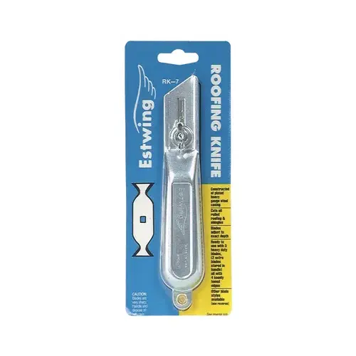 Roofing Knife, Steel Blade, Steel Head, 7 in OAL Silver