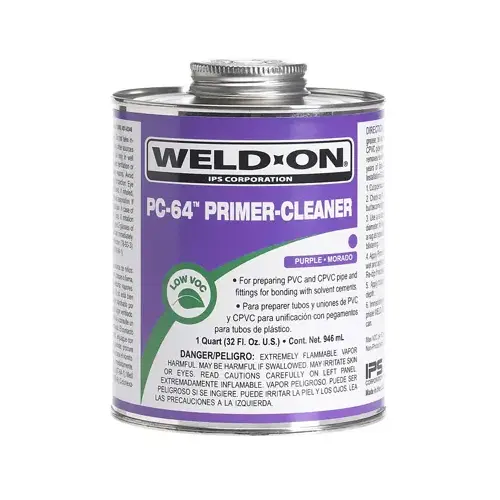 Weld-On 1/2 Pt Pc-64 Pvc/Cpvc Primer-Conditioner Purple Low VOC Weld-On 1/2 Pt Pc-64 Pvc/Cpvc Primer-Conditioner Purple Low VOC