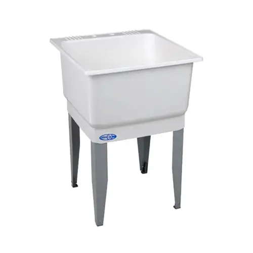 UTILATUB Series Laundry Tub, 20 gal Capacity, 23 in OAW, 25 in OAD, 33 in OAH, Co-Polypure, White, 1-Bowl - pack of 5