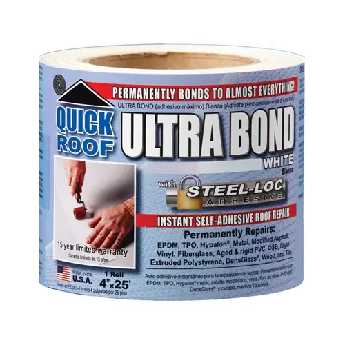 Self-Adhesive Roof Repair Ultra Bond 4" W X 25 ft. L Tape White White Self-Adhesive Roof Repair Ultra Bond 4" W X 25 ft. L Tape White White