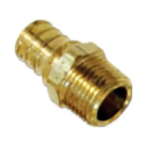 Hose to Pipe Adapter, 3/4 in, PEX Barb x MNPT, DZR Brass, 200 psi Pressure Stainless Steel Hose to Pipe Adapter, 3/4 in, PEX Barb x MNPT, DZR Brass, 200 psi Pressure Stainless Steel