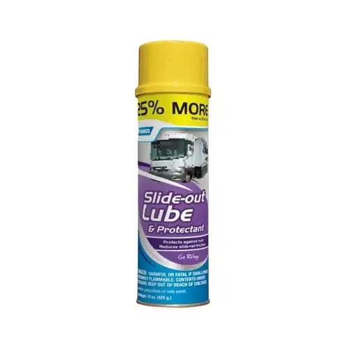 RV Slide-Out Lubricant, 15 oz Aerosol Can, Liquid, Mild Aliphatic Slightly Yellow