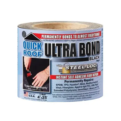 Self-Adhesive Roof Repair Ultra Bond 4" W X 25 ft. L Tape Black Black