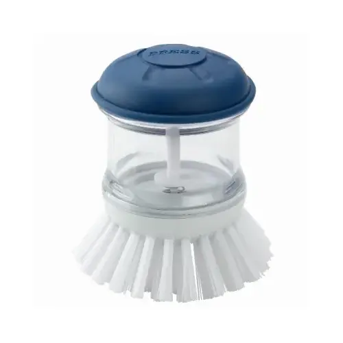 Soap Dispenser Dish Brush 4" W Medium Bristle Plastic Handle Blue/White Soap Dispenser Dish Brush 4" W Medium Bristle Plastic Handle Blue/White