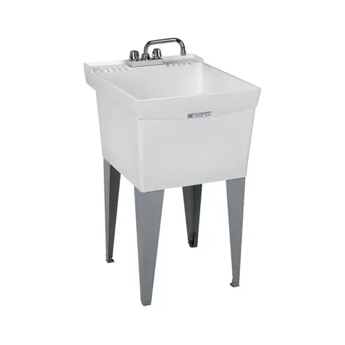 UTILATUB Series Laundry Tub Combo Kit, 18 gal Capacity, 2-Deck Hole, 20 in OAW, 24 in OAD, 34 in OAH, White UTILATUB Series Laundry Tub Combo Kit, 18 gal Capacity, 2-Deck Hole, 20 in OAW, 24 in OAD, 34 in OAH, White
