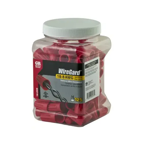 WireGard -6 Wire Connector, 18 to 10 AWG Wire, Steel Contact, Polypropylene Housing Material, Red - pack of 125 WireGard -6 Wire Connector, 18 to 10 AWG Wire, Steel Contact, Polypropylene Housing Material, Red - pack of 125