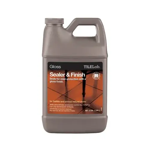 TileLab Sealer and Finish, Liquid, Clear, 0.5 gal, Bottle