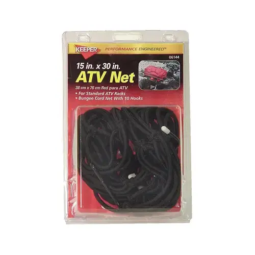 ATV/Motorcycle Cargo Net, 15 In. x 30 In. Black ATV/Motorcycle Cargo Net, 15 In. x 30 In. Black