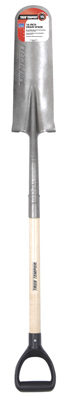 True Temper 2540700 Comfort Step Drain Spade, 16 in L x 7.75 in W blade, Round Point, 24 in American Hardwood D-Grip Handle Multi-Colored