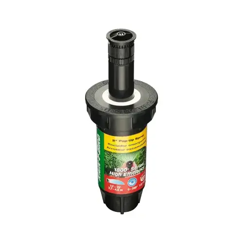 1800 Pressure Regulated Pop-Up Sprinkler, 1/2 in Connection, FNPT, 2 in H Pop-Up, 15 ft Black 1800 Pressure Regulated Pop-Up Sprinkler, 1/2 in Connection, FNPT, 2 in H Pop-Up, 15 ft Black