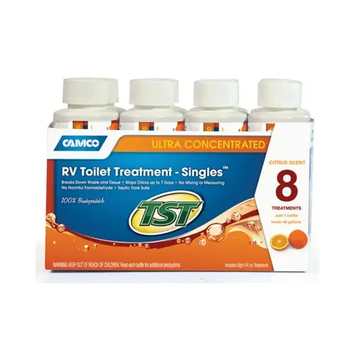 RV Toilet Treatment, 4 oz Bottle, Liquid, Citrus Transparent Orange - pack of 8 RV Toilet Treatment, 4 oz Bottle, Liquid, Citrus Transparent Orange - pack of 8