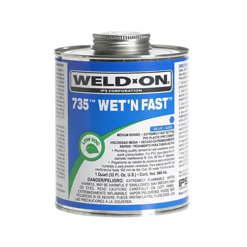 PVC Weld On Cement Wet N Fast Blue 1/4 Pint