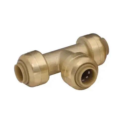 Pipe Tee, 1/4 in, Push-Fit, DZR Brass, 200 psi Pressure Pipe Tee, 1/4 in, Push-Fit, DZR Brass, 200 psi Pressure