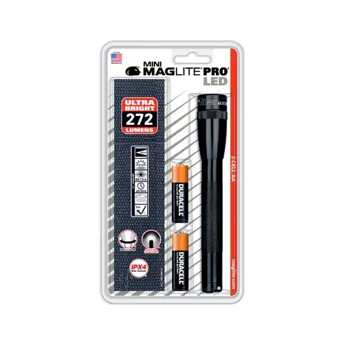 Flashlight/Holster Combo Pack Mini Pro 272 lm Black LED AA Battery Black
