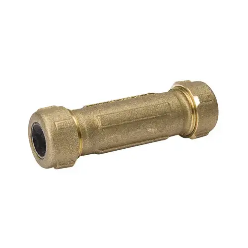 Pipe Coupling, 3/4 in, Compression, Brass, 125 psi Pressure