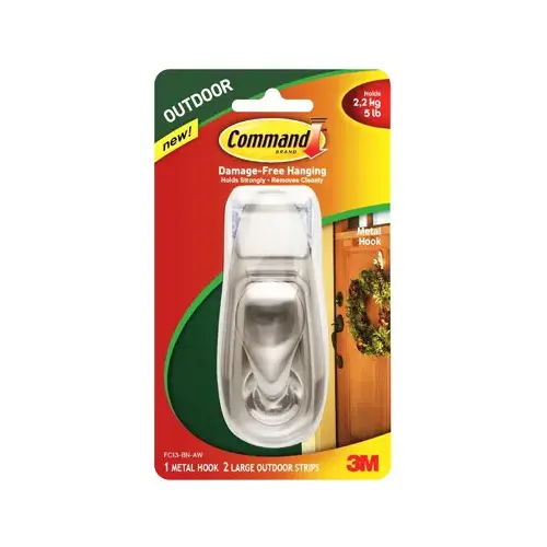 Hook 1.62" L Brushed Nickel Metal Large 5 lb. cap. Brushed Nickel Hook 1.62" L Brushed Nickel Metal Large 5 lb. cap. Brushed Nickel