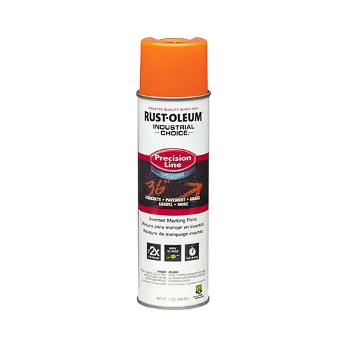 Industrial Choice  M1600/M1800 System Precision-Line Inverted Marking Paint, 17 oz, Fluorescent Orange, M1800 Water-Based - pack of 12