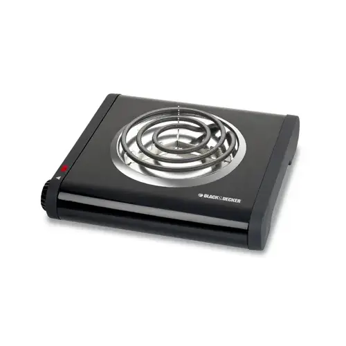 Buffet Range, 5-1/2 in Dia Burner, 100 W, 1-Burner, Knob Control, 2-Control, Metal, Black