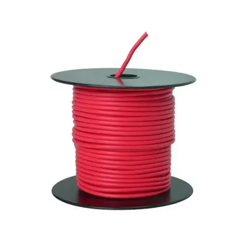 Primary Wire, 14 AWG Wire, 1-Conductor, 60 VDC, Copper Conductor, Red Sheath, 100 ft L Primary Wire, 14 AWG Wire, 1-Conductor, 60 VDC, Copper Conductor, Red Sheath, 100 ft L