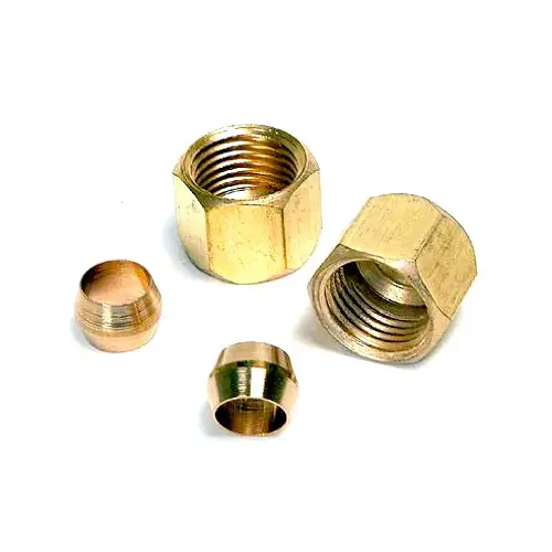 Compression Sleeve and Nut 1/4" H X 1/4" W Yellow Brass Yellow - pack of 10 Compression Sleeve and Nut 1/4" H X 1/4" W Yellow Brass Yellow - pack of 10