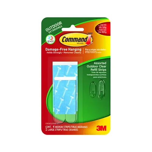 Hook Strip Refills, Outdoor, Medium-Large, Clear pack of 6 Hook Strip Refills, Outdoor, Medium-Large, Clear pack of 6