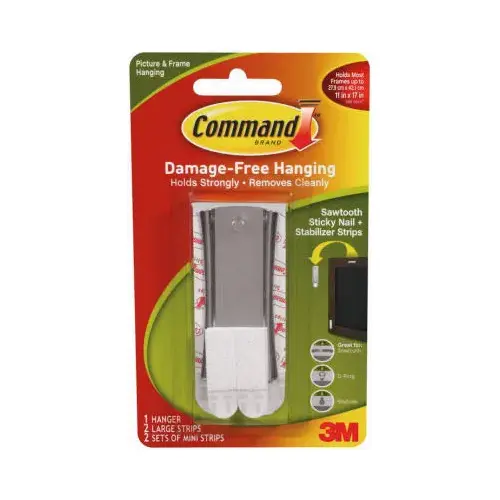 Sticky Nail Sawtooth Metal Picture Hanger Silver Sticky Nail Sawtooth Metal Picture Hanger Silver