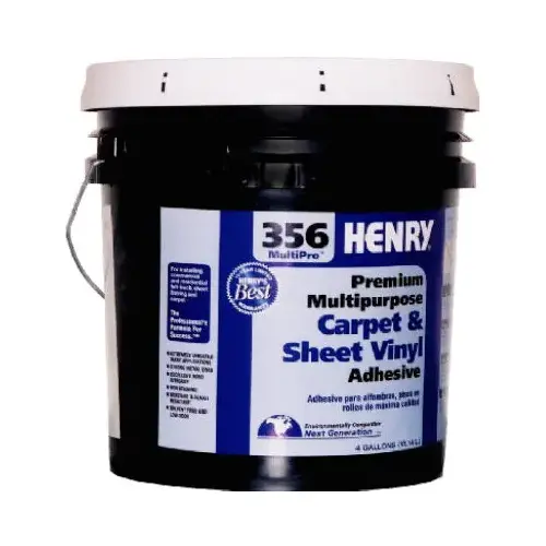 356C MultiPro Carpet and Sheet Adhesive, Paste, Mild, Pale Yellow, 4 gal Pail