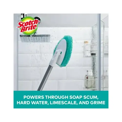 Shower Scrubber, 19 in L, 3 in W, Teal/White