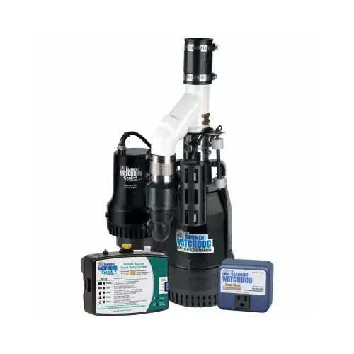 Backup Sump Pump Big Combo 1/2 HP 4,400 gph Cast Iron Dual Reed AC