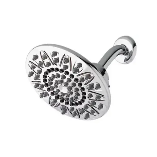 Shower Head, Round, 1.8 gpm, 1/2 in Connection, 7-Spray Function, Plastic, Chrome, 7 in Dia