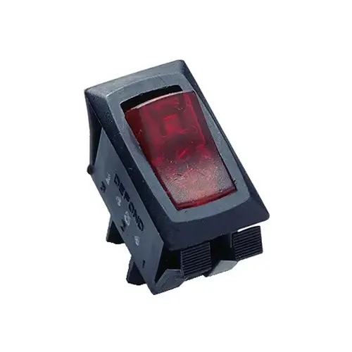 GSW Rocker Switch, 8/16 A, 125/250 V, SPST, 0.55 x 1.12 in Panel Cutout, Nylon Housing Material, Black GSW Rocker Switch, 8/16 A, 125/250 V, SPST, 0.55 x 1.12 in Panel Cutout, Nylon Housing Material, Black