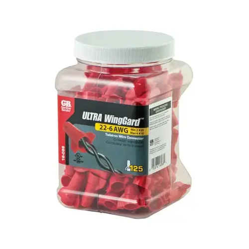 WingGard 86 Wire Connector, 22 to 6 AWG Wire, Steel Contact, Thermoplastic Housing Material, Red - pack of 125 WingGard 86 Wire Connector, 22 to 6 AWG Wire, Steel Contact, Thermoplastic Housing Material, Red - pack of 125